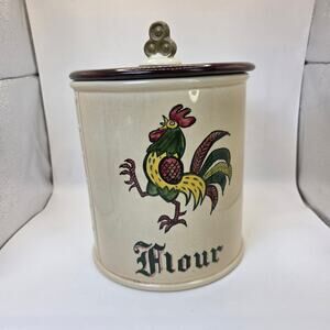 Metlox Poppytrail Rooster Flour Canister 1179 Vintage Lidded Kitchen Storage